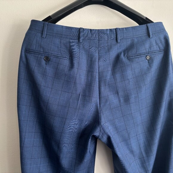 $2500 Canali Windowpane Blue Checked Suit - Size 46. Pants 38x31 - Picture 12 of 14
